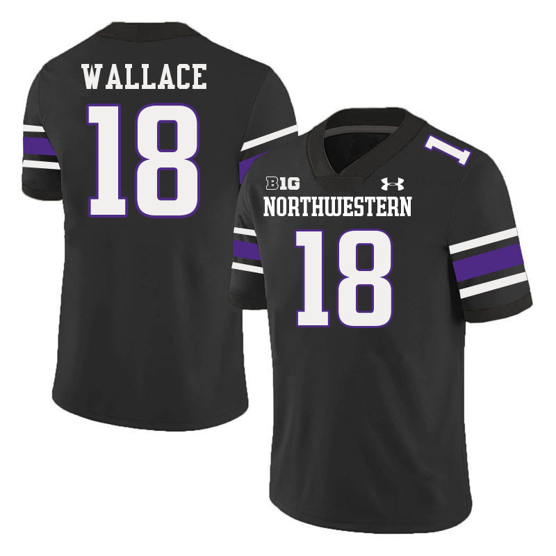 Northwestern Wildcats #18 Garner Wallace College Football Jerseys Stitched-Black